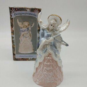 Designspirations Vintage Porcelain Angel Bell Figurine With Gold Halo & Violin